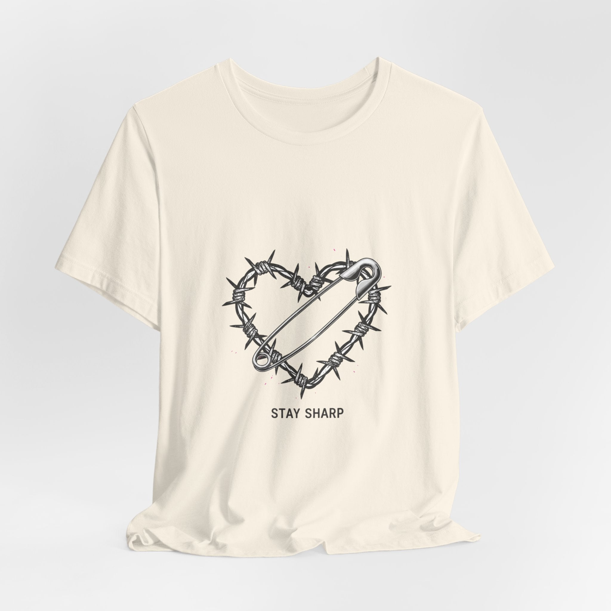 Barbed Wire Heart T-Shirt | safety pin art, punk motif