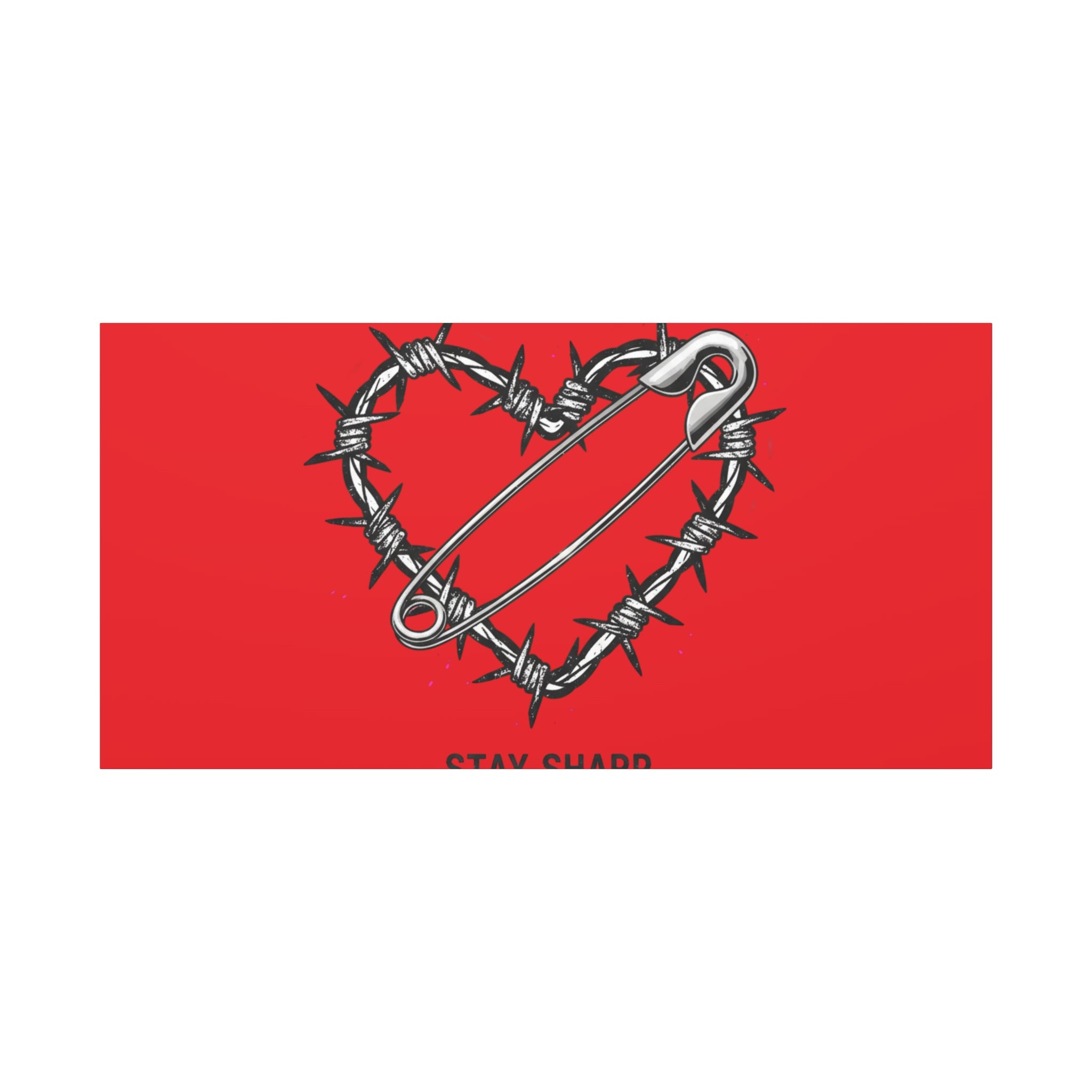 Stay Sharp Barbed Wire Heart Canvas | safety pin art, punk motif