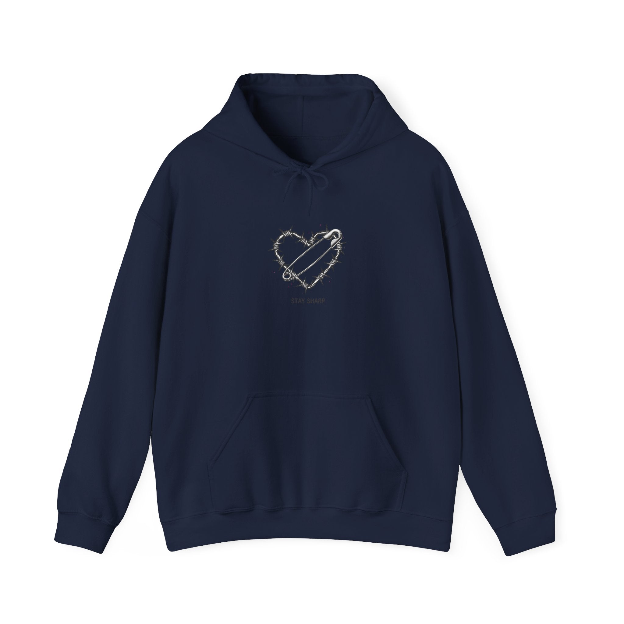 Barbed Wire Heart Hoodie | punk motif, safety pin art