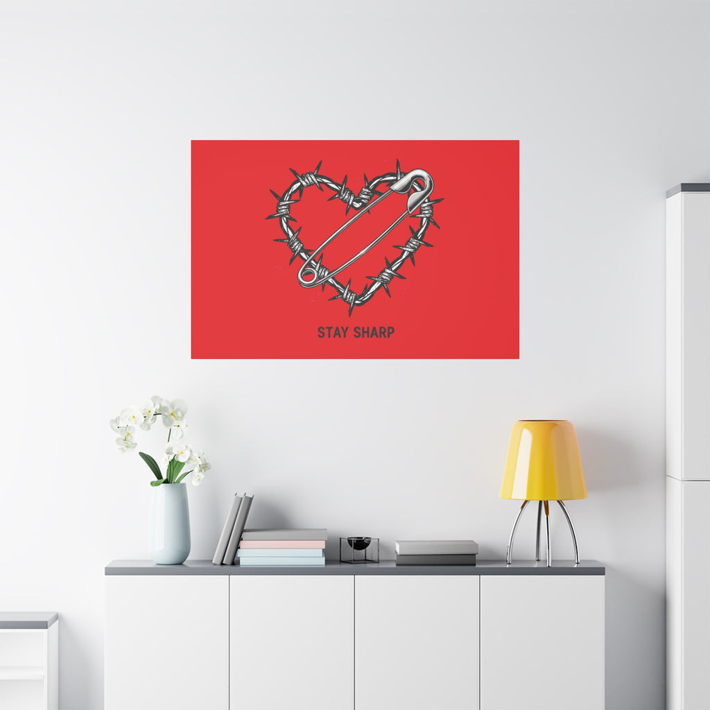 Stay Sharp Barbed Wire Heart Canvas | safety pin art, punk motif