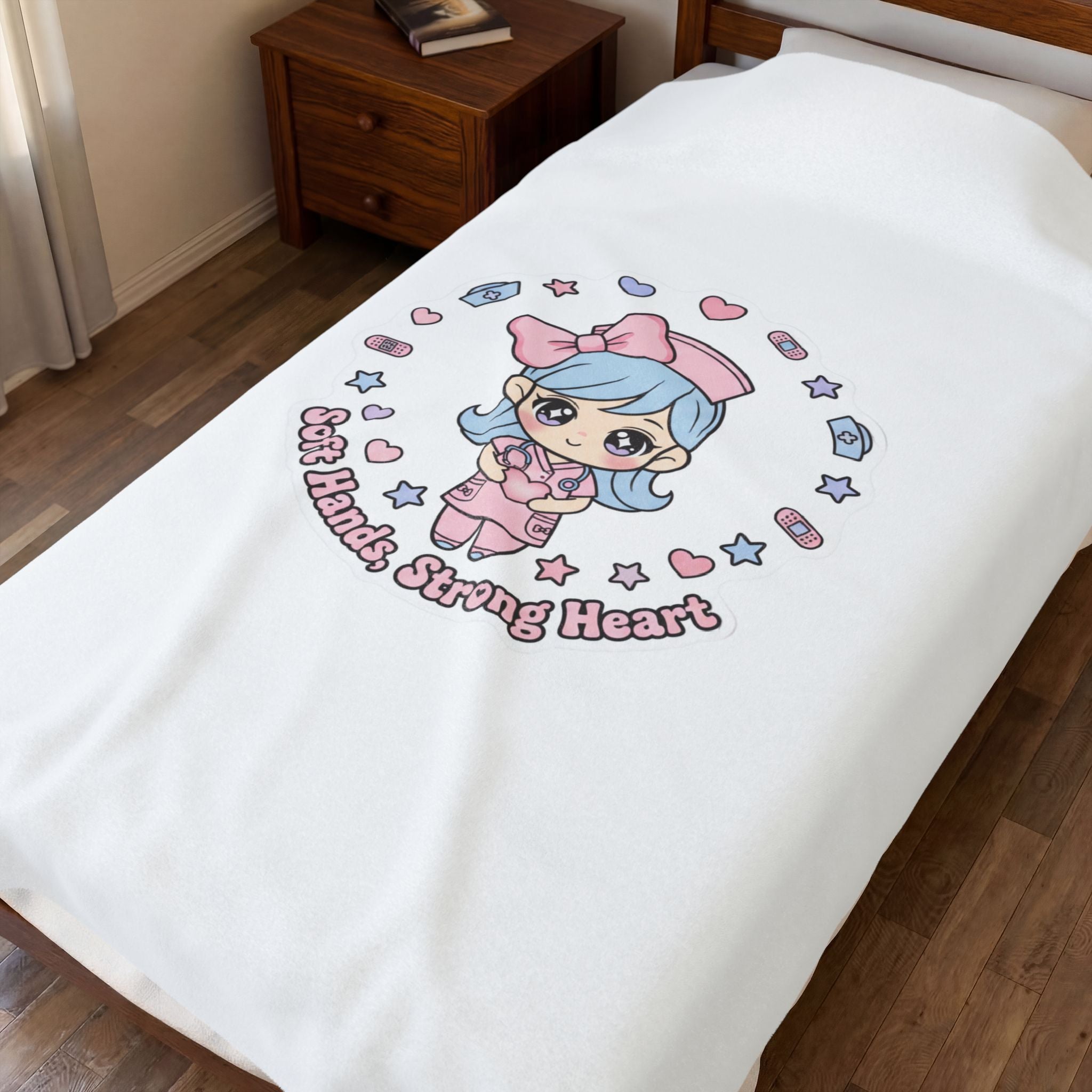 Soft Hands Strong Heart Nurse Blanket | pastel kawaii medical, coquette nurse graphic