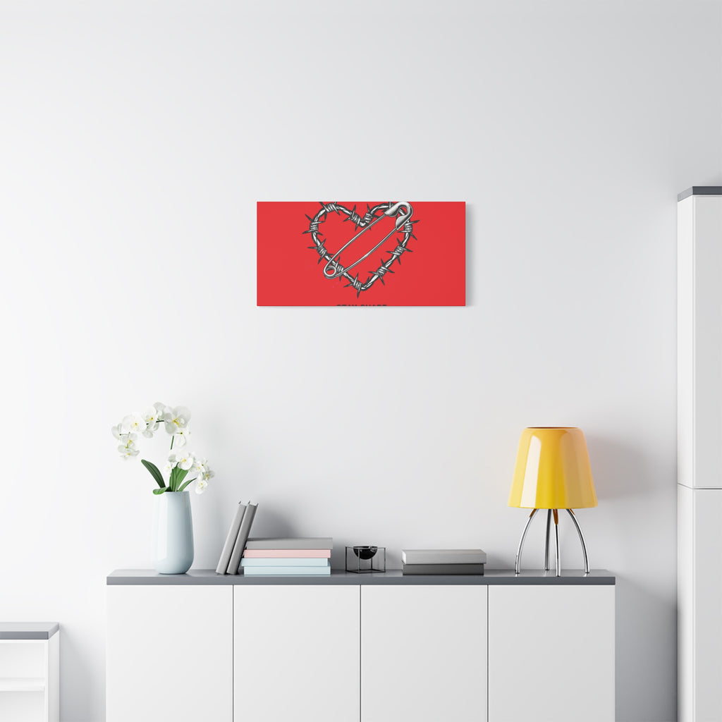Stay Sharp Barbed Wire Heart Canvas | safety pin art, punk motif