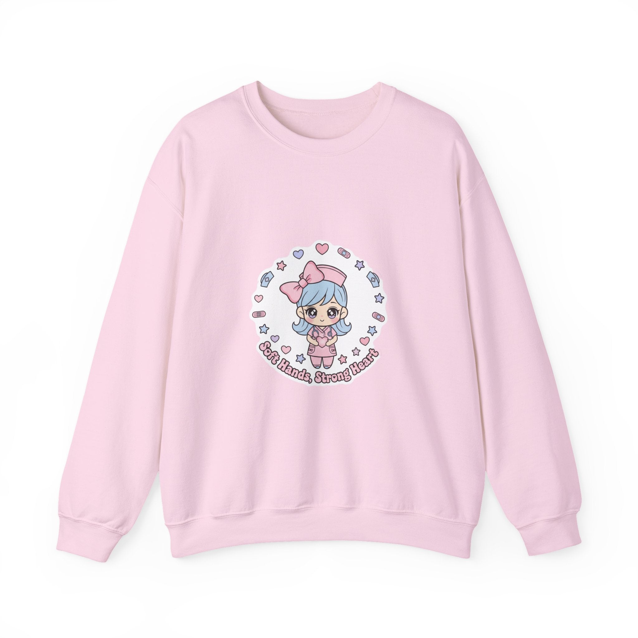 Cute Nurse Kawaii Crewneck Sweatshirt | Pastel Coquette Medical, Puff-Print