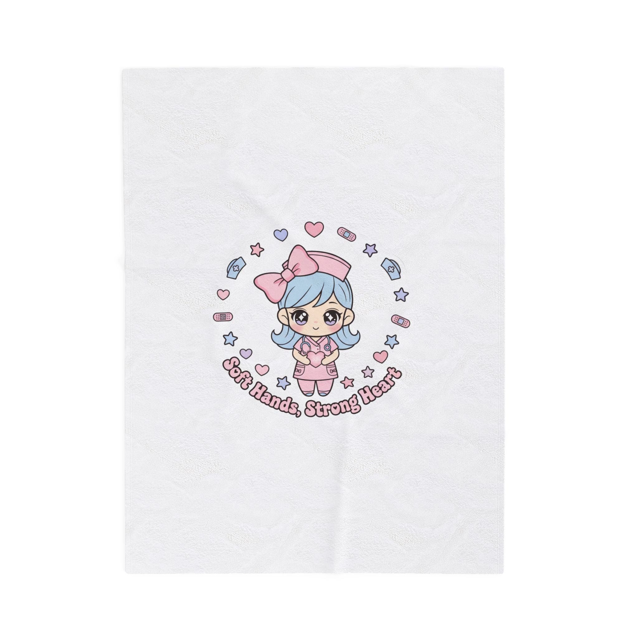 Soft Hands Strong Heart Nurse Blanket | pastel kawaii medical, coquette nurse graphic