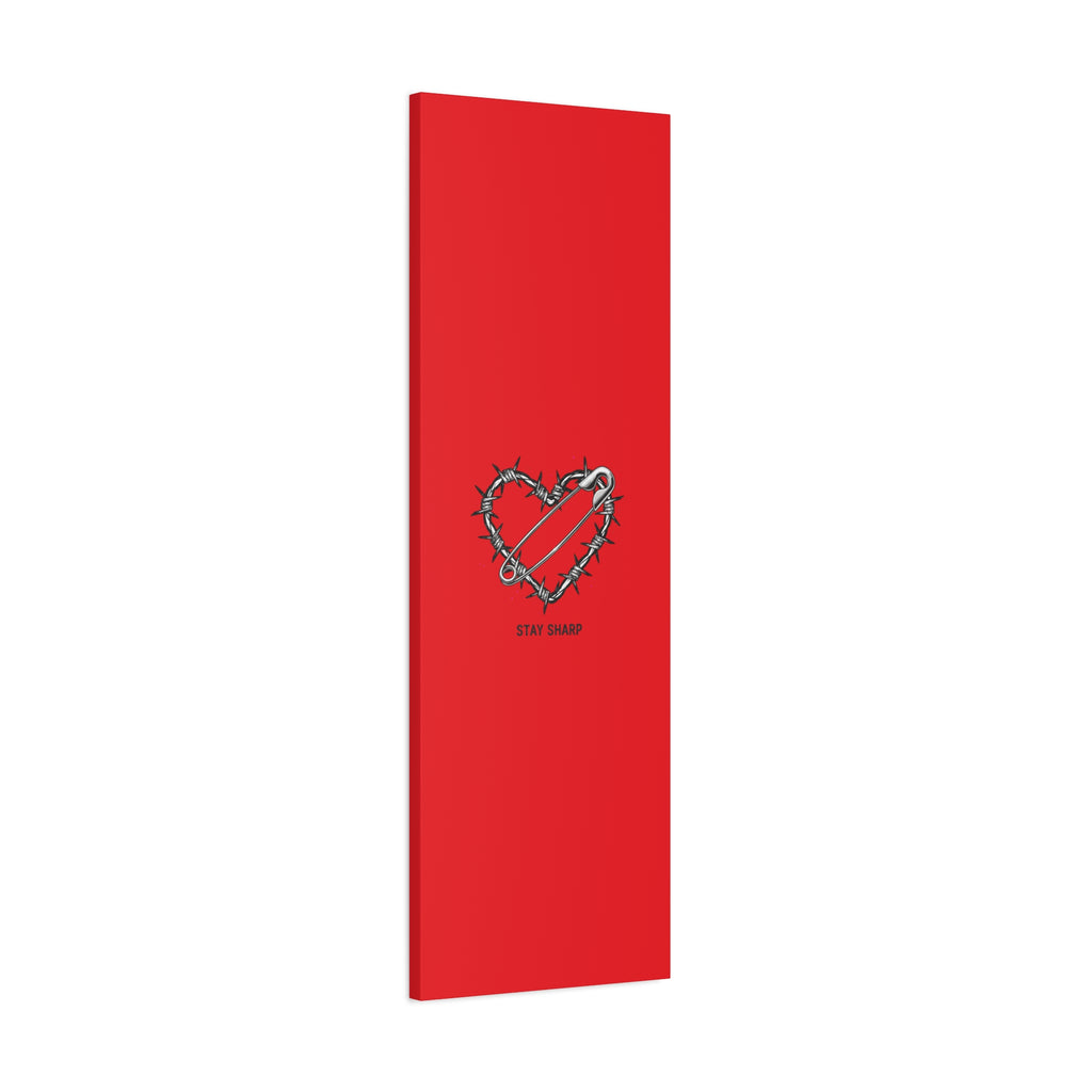 Stay Sharp Barbed Wire Heart Canvas | safety pin art, punk motif