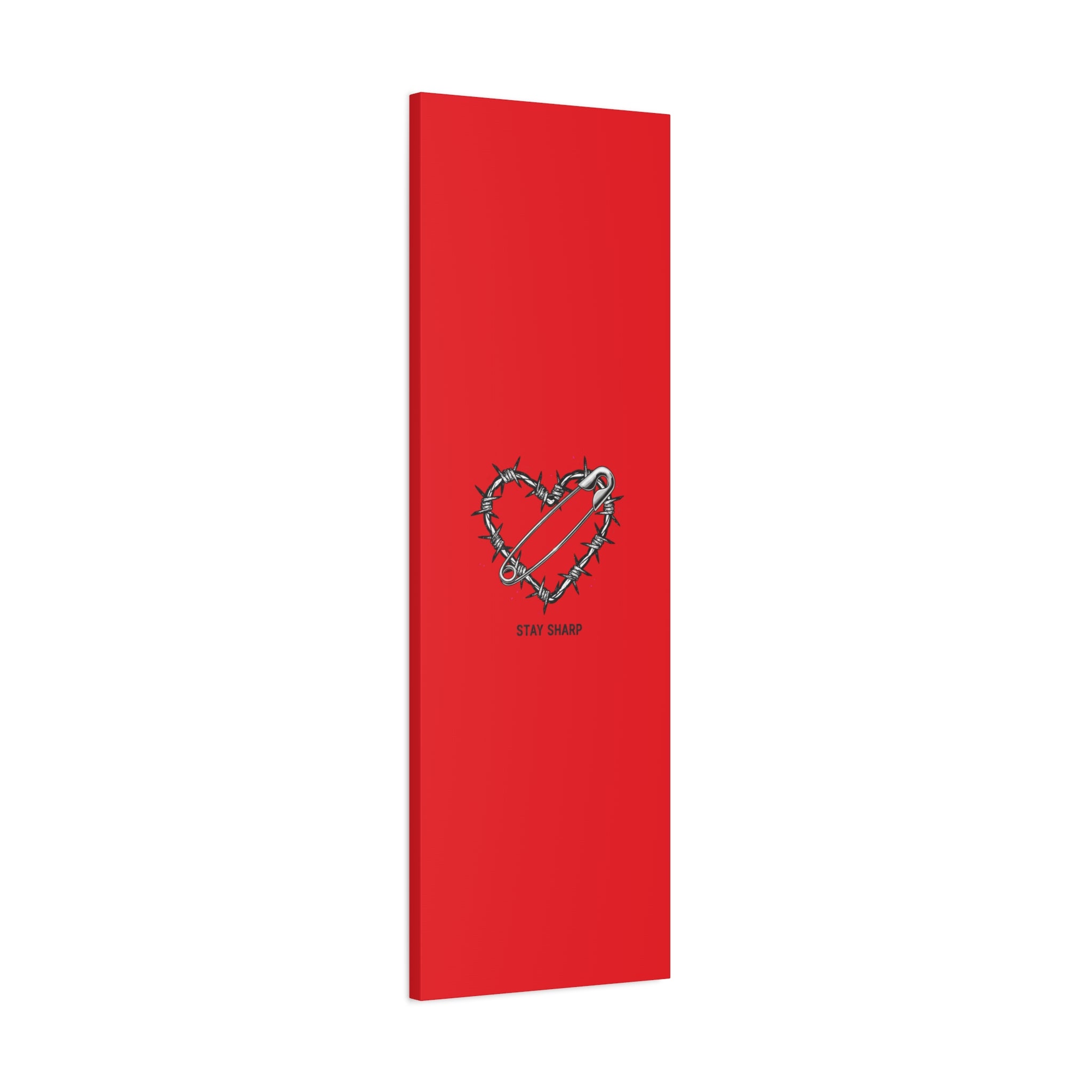 Stay Sharp Barbed Wire Heart Canvas | safety pin art, punk motif