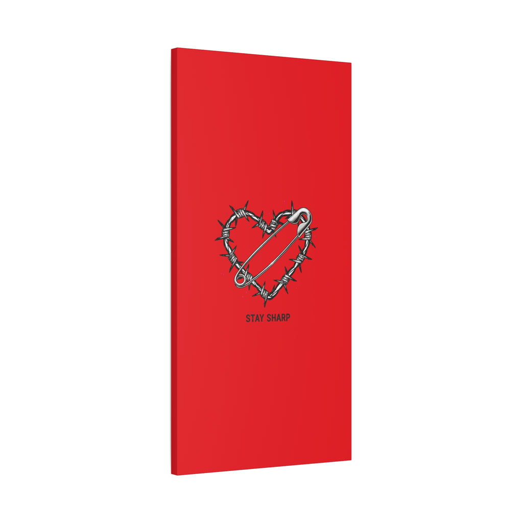 Stay Sharp Barbed Wire Heart Canvas | safety pin art, punk motif