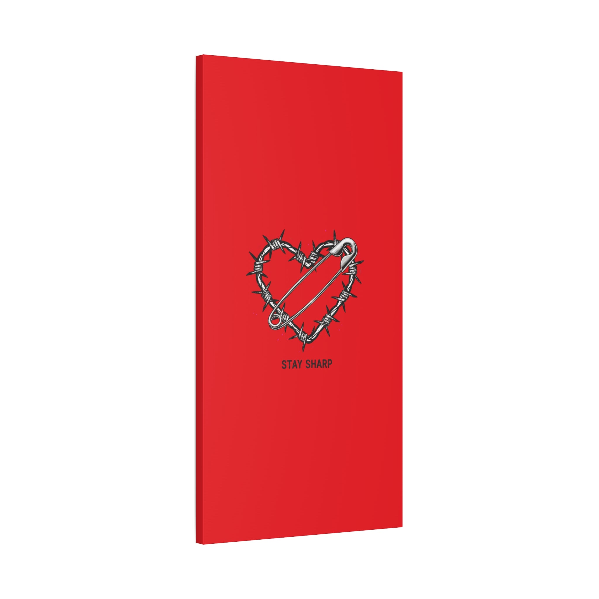 Stay Sharp Barbed Wire Heart Canvas | safety pin art, punk motif