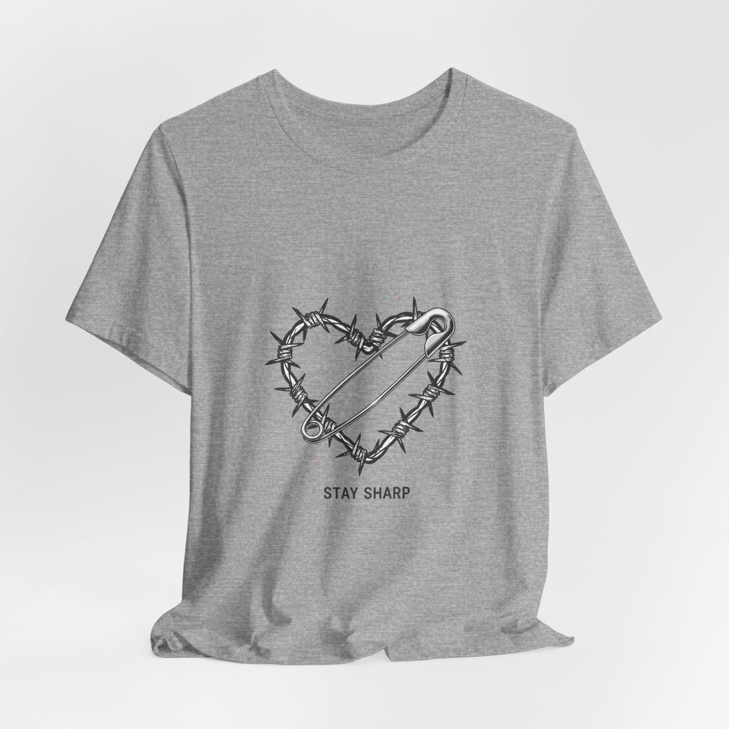 Barbed Wire Heart T-Shirt | safety pin art, punk motif