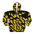 Hoodie - Black & Yellow Caution Stripe All-Over Print