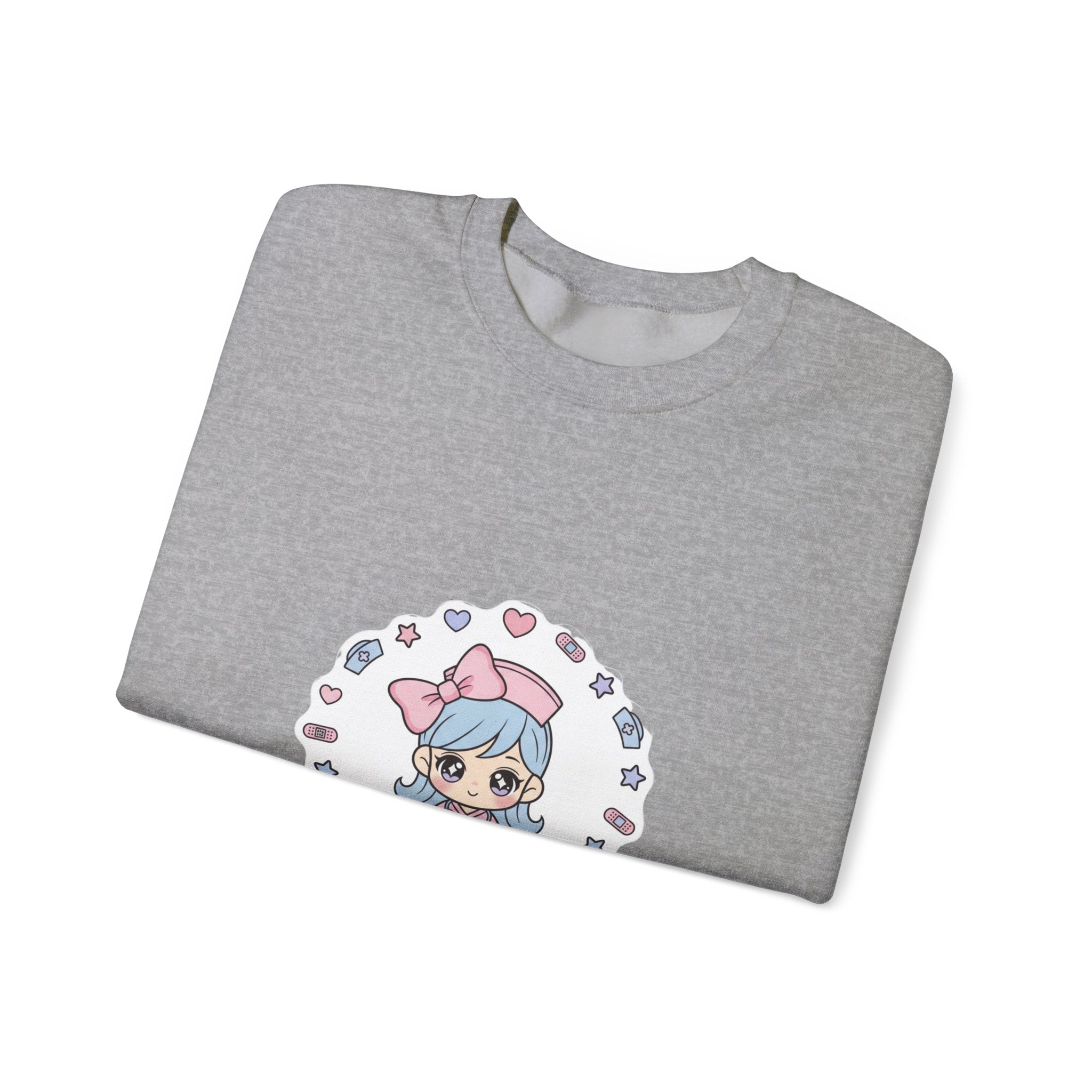 Cute Nurse Kawaii Crewneck Sweatshirt | Pastel Coquette Medical, Puff-Print