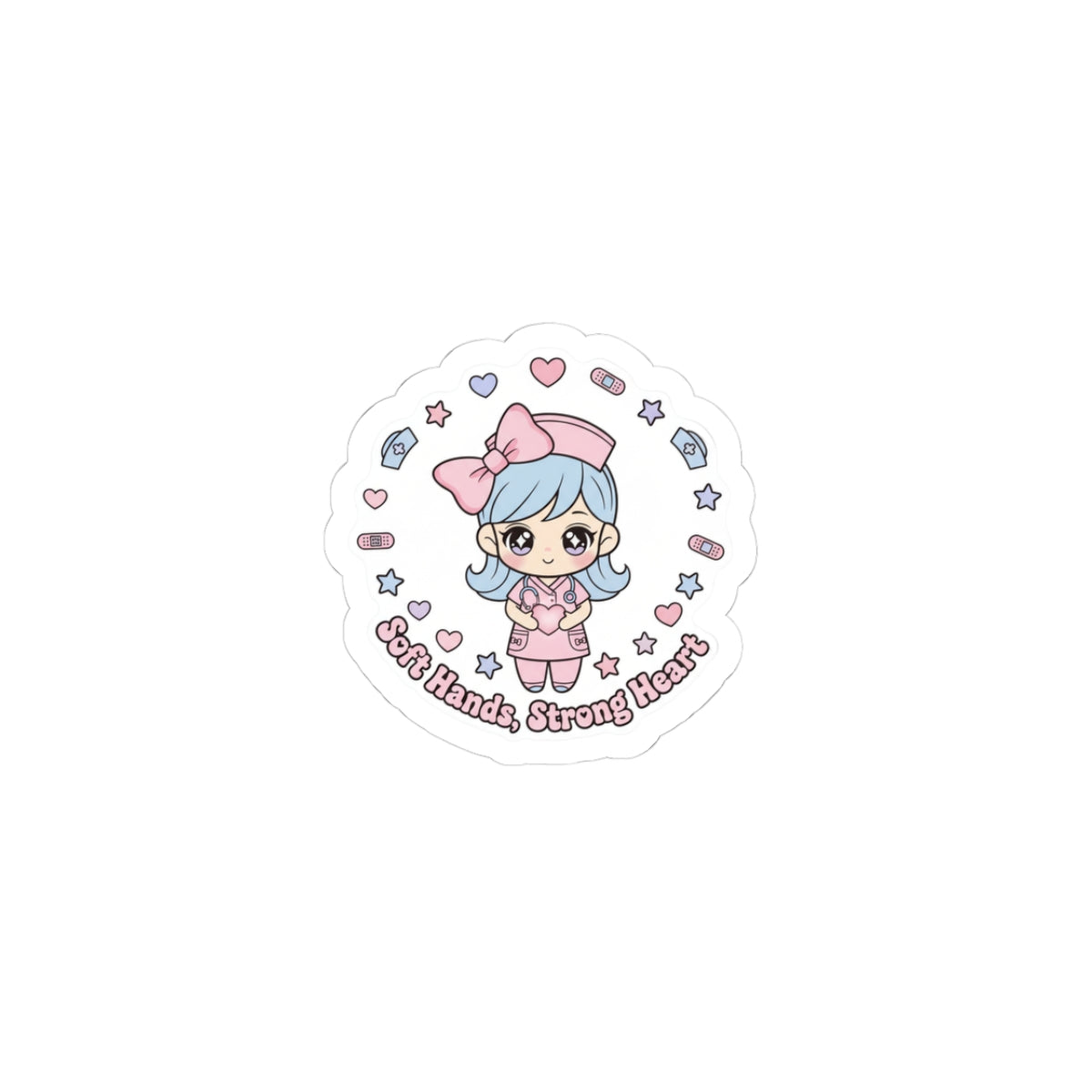 Cute Nurse Kawaii Sticker | Pastel Coquette Medical, Soft Hands Strong Heart