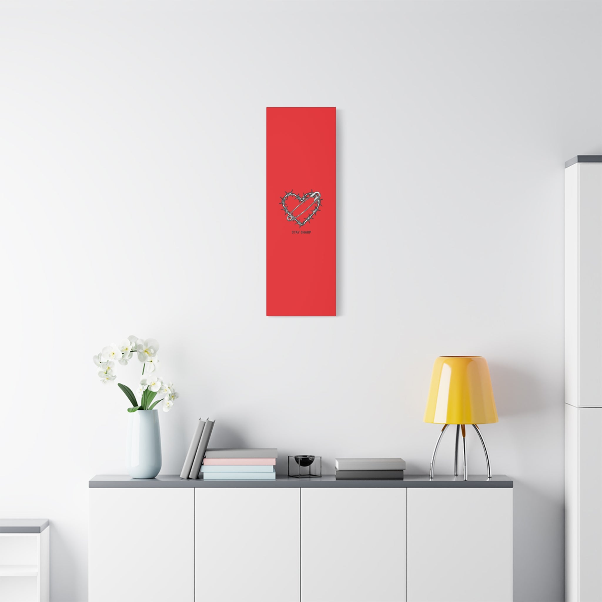 Stay Sharp Barbed Wire Heart Canvas | safety pin art, punk motif